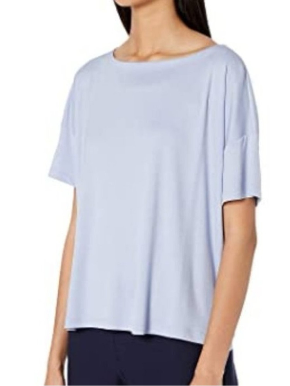 Eileen Fisher Drapey Pale Blue Boatneck Short Sleeve Tee Medium